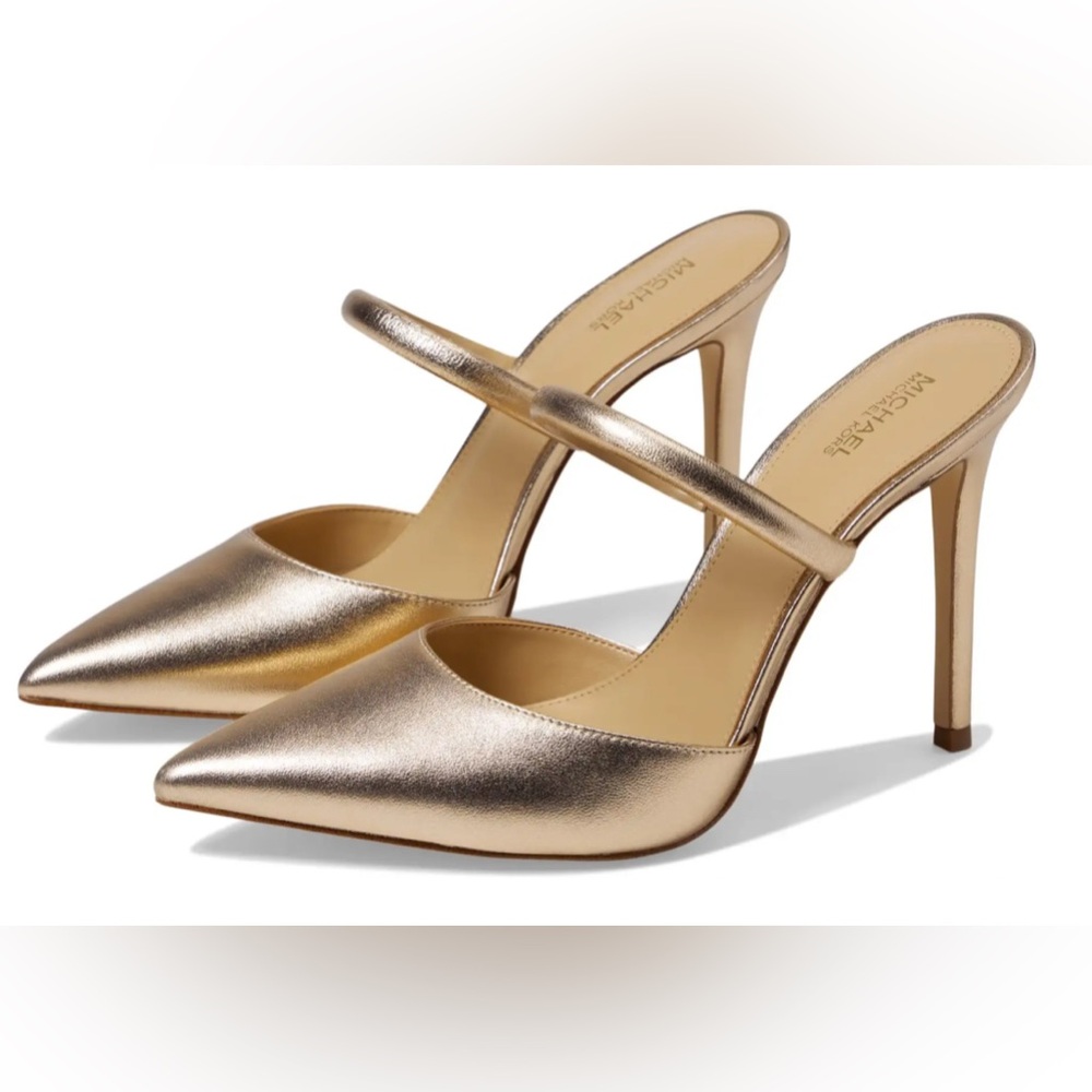 Michael Kors Jessa Leather Mule Pump - Gold, Size 8